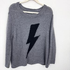 Wooden Ships Women Pullover Sweater Sz XS Mohair Wool Blend Fuzzy Lightning Bolt